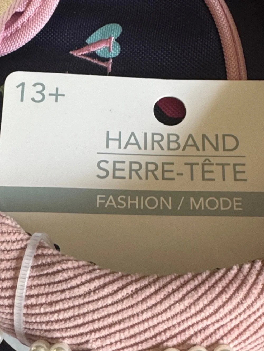 Pearl-Embellished Pink Padded Headband